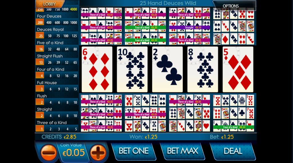Video Poker 25 خطوط